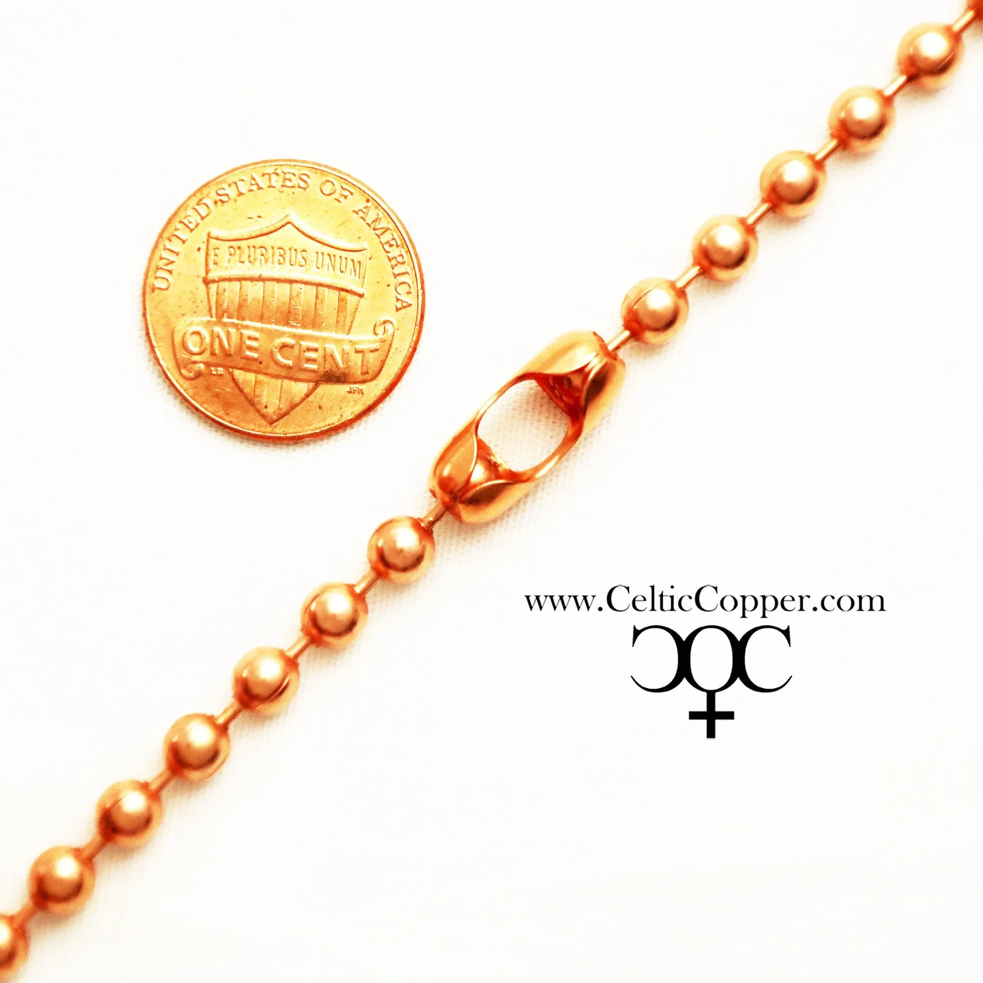 Solid Copper Anklet Set Medium Copper Bead Chain Ankle Bracelets AC48S Pure Copper 4.8mm Bead Chain Anklet Set