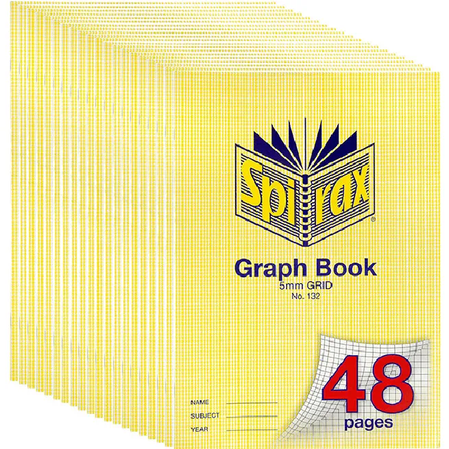 Spirax 132 Graph Book 5mm Grids 48 Pages A4 20 Pack BULK