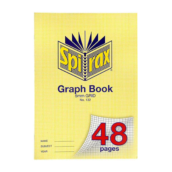 Spirax 132 Graph Book 5mm Grids 48 Pages A4 20 Pack BULK