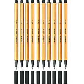 Stabilo 88 Point Fineliner Pen 0.4mm Black Box 10