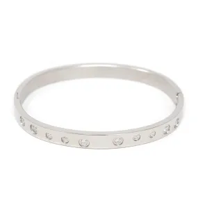 Stainless St Bangle W CZ Inlay