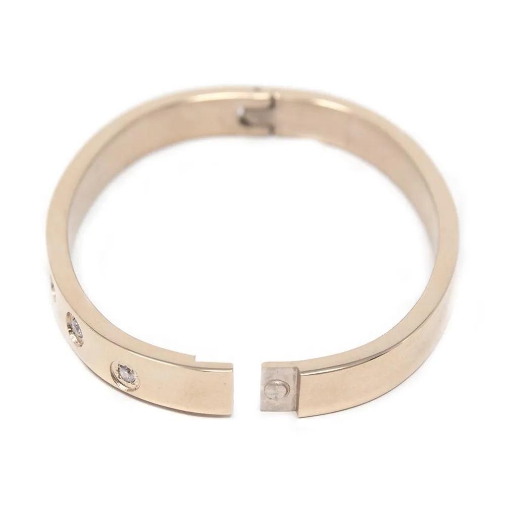 Stainless St Kids Bangle W CZ Inlay Rose Gold Pl