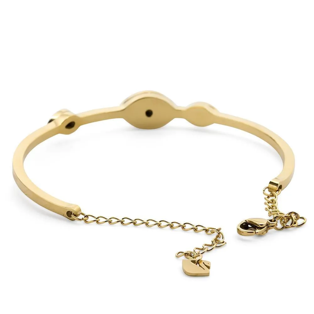 Stainless Steel Evil Eye Bangle MOP Gold Plated