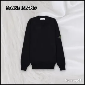 STONE ISLAND  |Crew Neck Street Style Long Sleeves Plain Cotton Logo