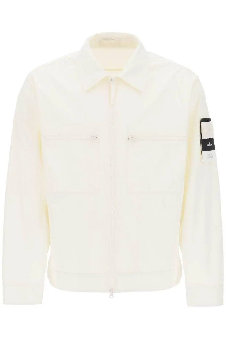 STONE ISLAND  |Long Sleeves Plain Cotton Oversized Logo Shirts