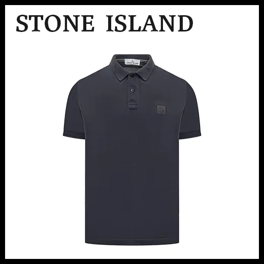 STONE ISLAND  |Plain Cotton Short Sleeves Logo Polos