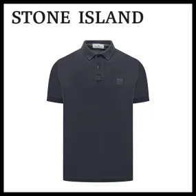 STONE ISLAND  |Plain Cotton Short Sleeves Logo Polos