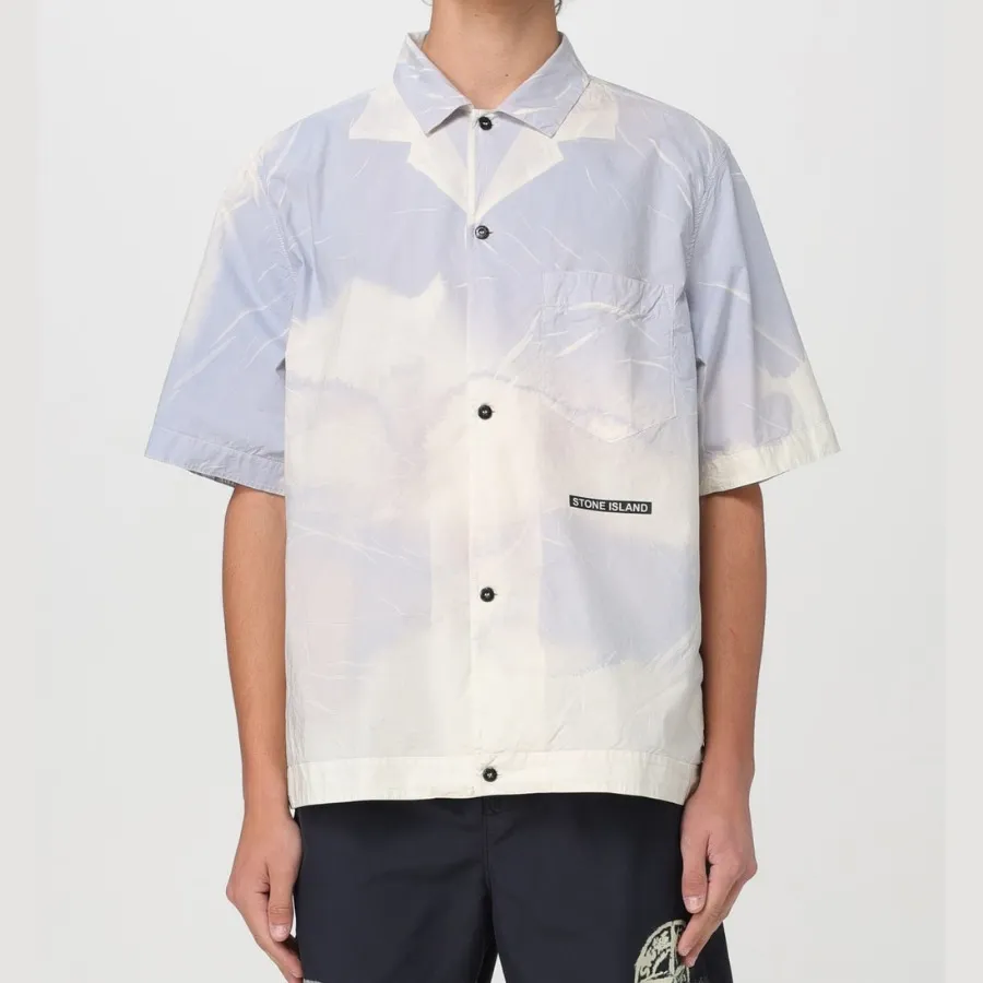 STONE ISLAND  |Street Style Cotton Short Sleeves Logo Shirts