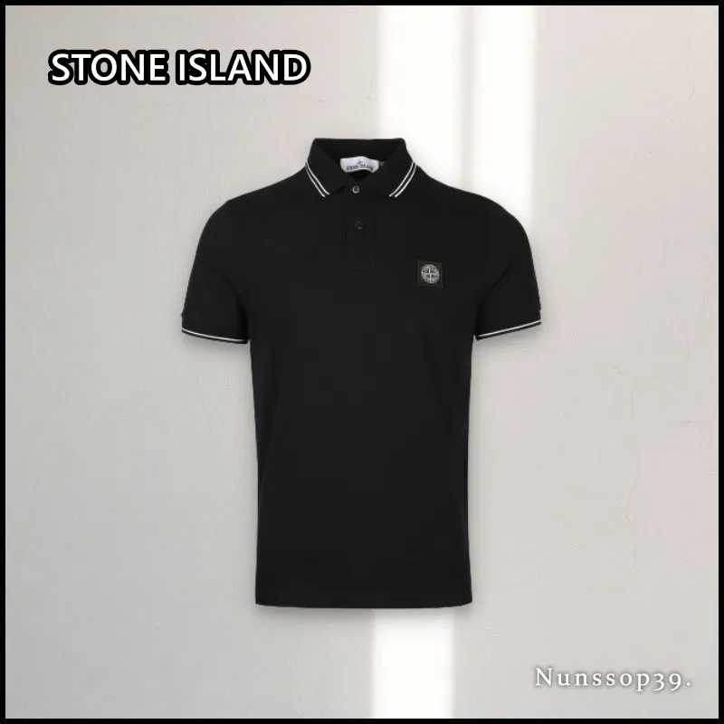 STONE ISLAND  |Street Style Plain Cotton Short Sleeves Logo Polos