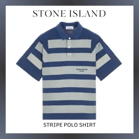 STONE ISLAND  |Stripes Street Style Cotton Short Sleeves Logo Polos