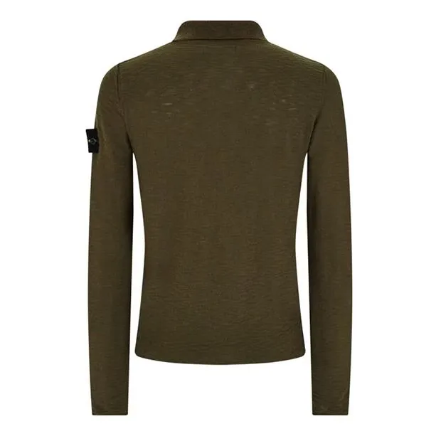 STONE ISLAND  |Wool Street Style Long Sleeves Plain Logo Outlet Polos