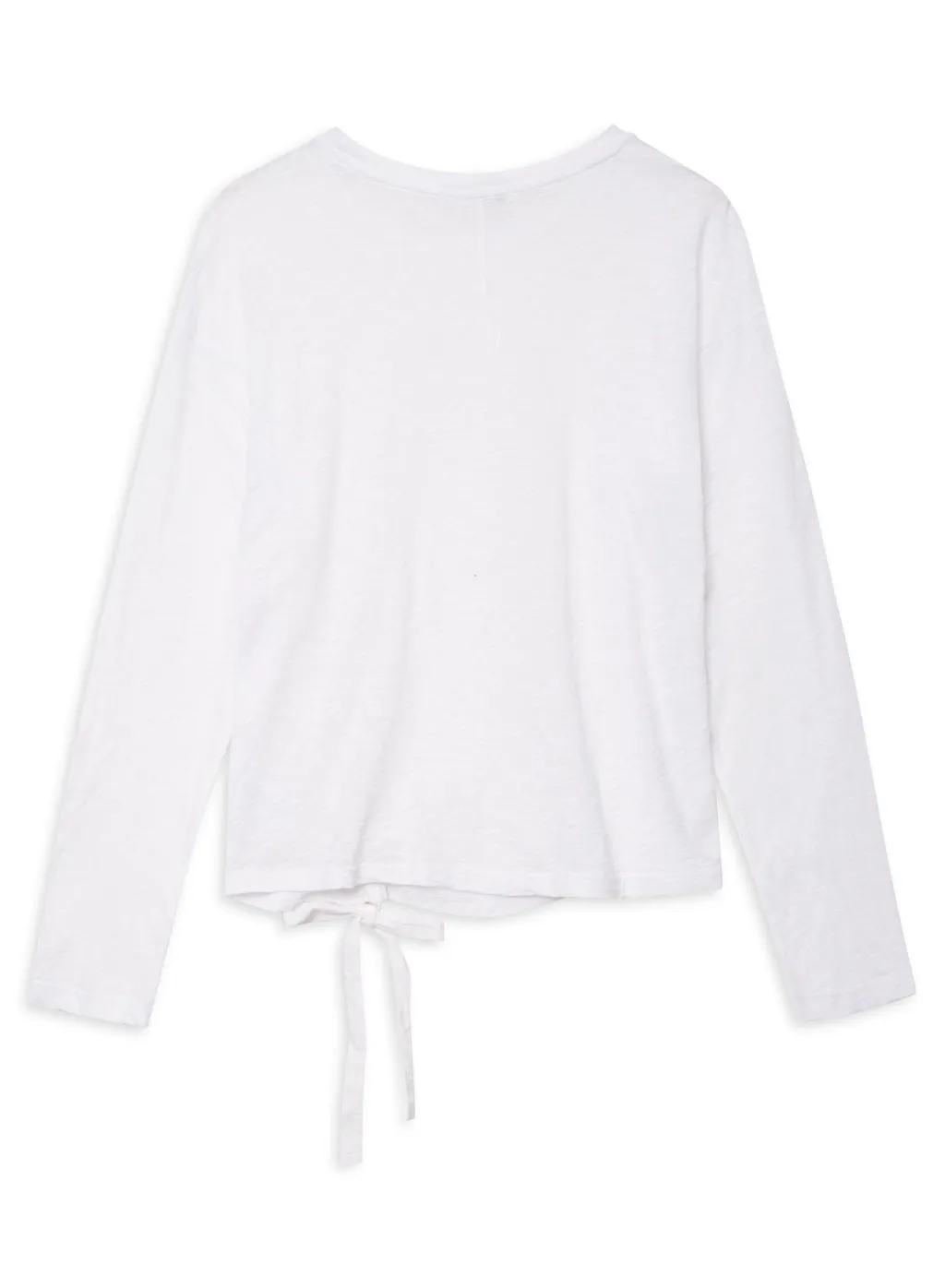 Supima Slub Asymmetric Tie Long Sleeve in White