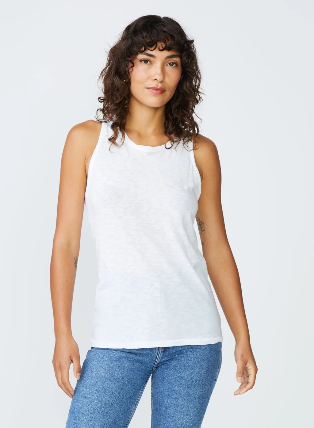 Supima Slub Jersey Racerback Tank Top in White