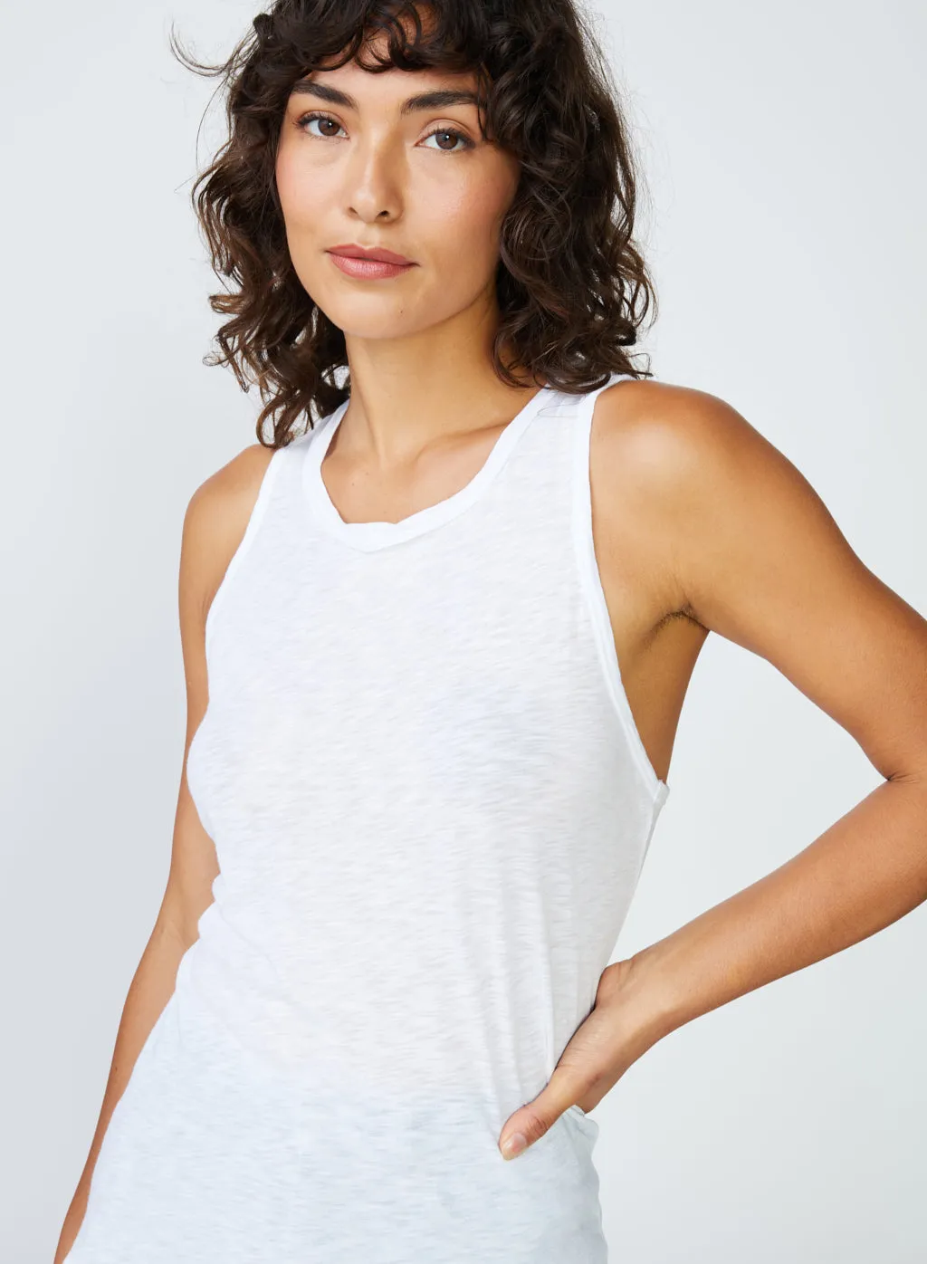 Supima Slub Jersey Racerback Tank Top in White