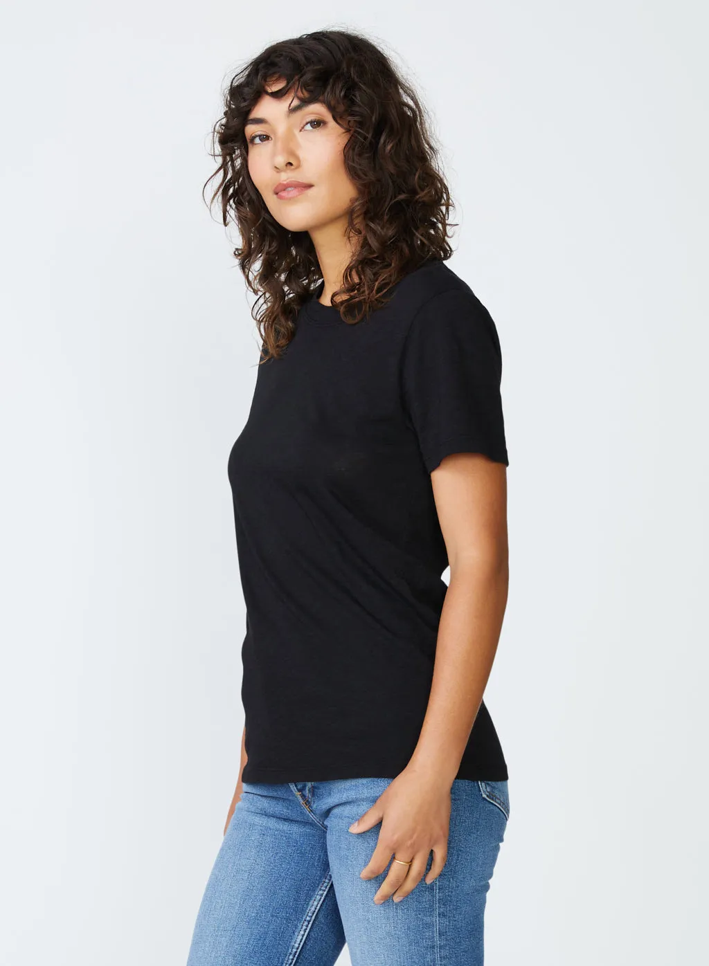 Supima Slub Jersey Short Sleeve T-Shirt in Black