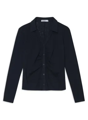 Supima Slub Ruched Front Shirt in New Navy