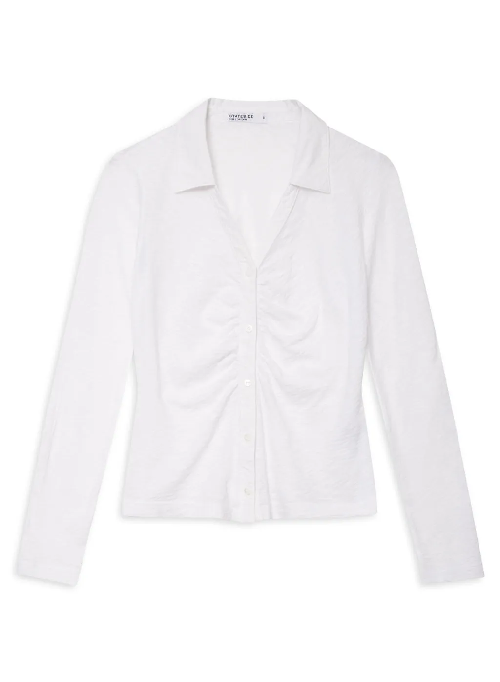 Supima Slub Ruched Front Shirt in White