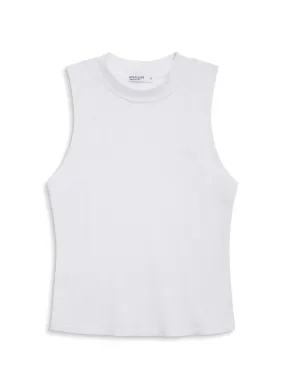 Supima Slub Sleeveless Mock Neck Top in White