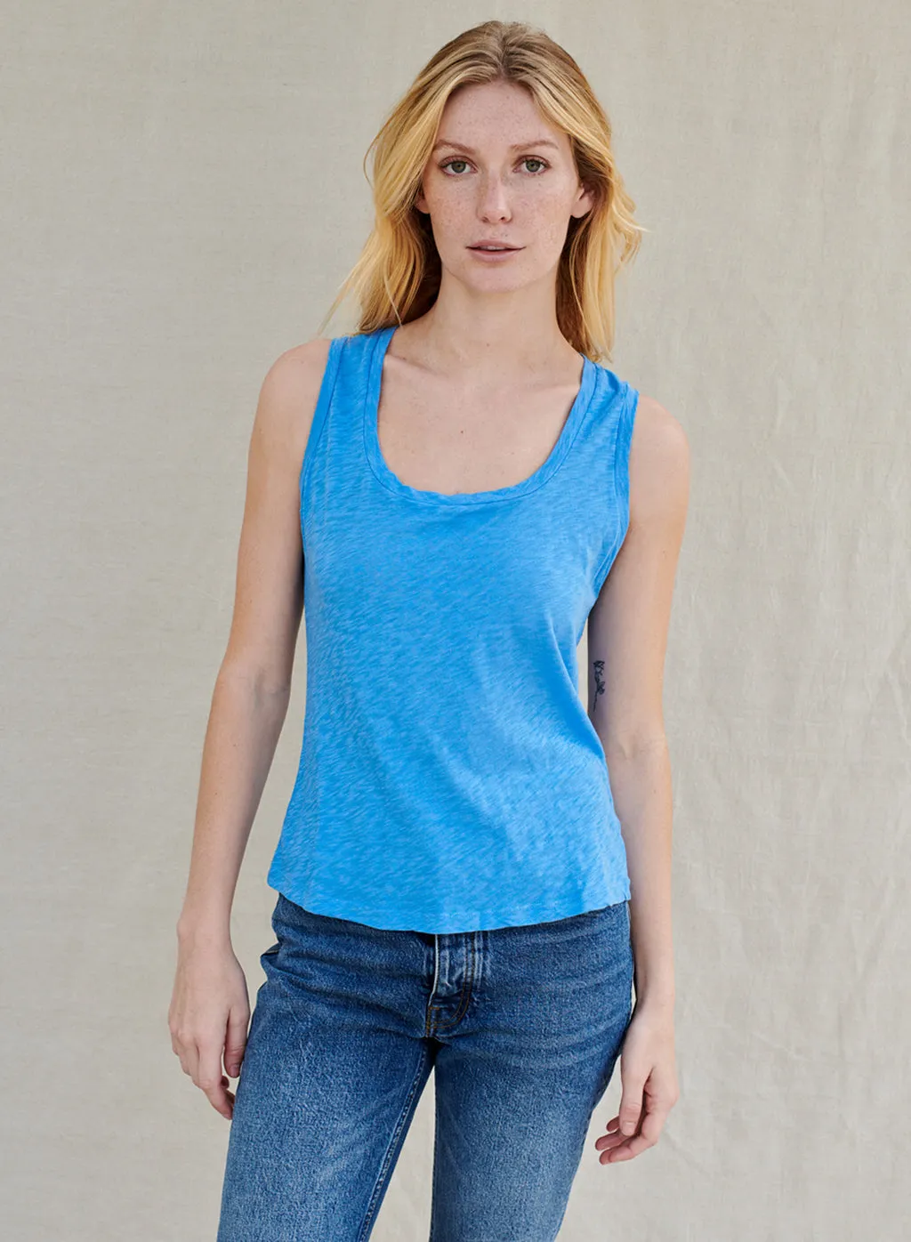 Supima Slub Square Neck Tank in Sail