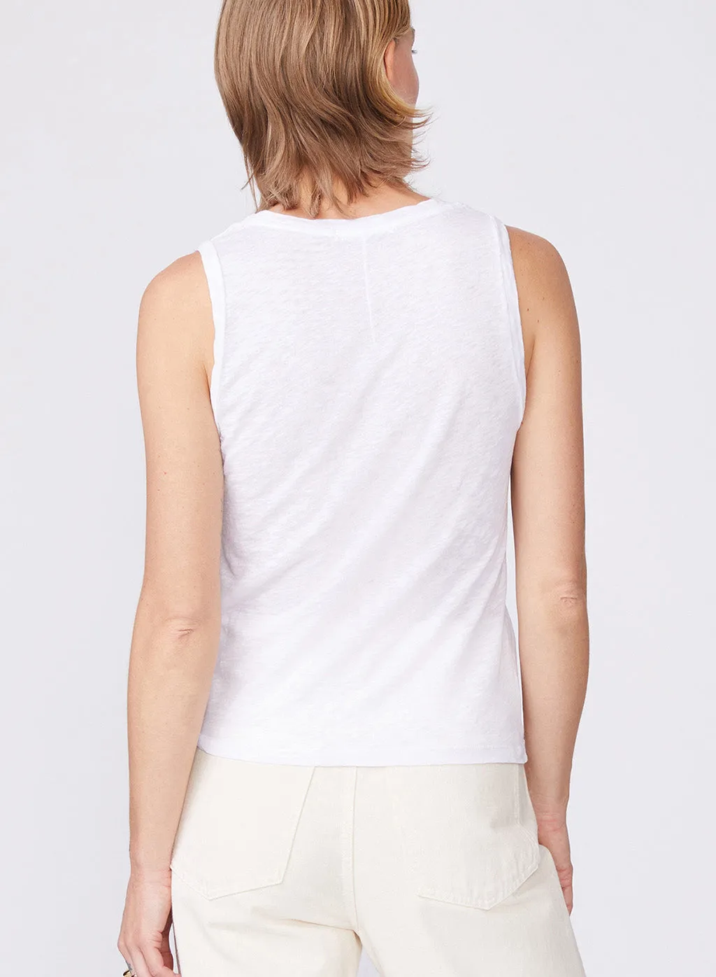 Supima Slub Square Neck Tank in White