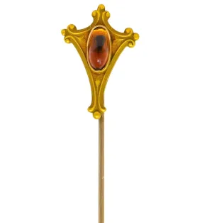 Taylor & Co. Inc. Art Nouveau Citrine 10 Karat Gold Stickpin