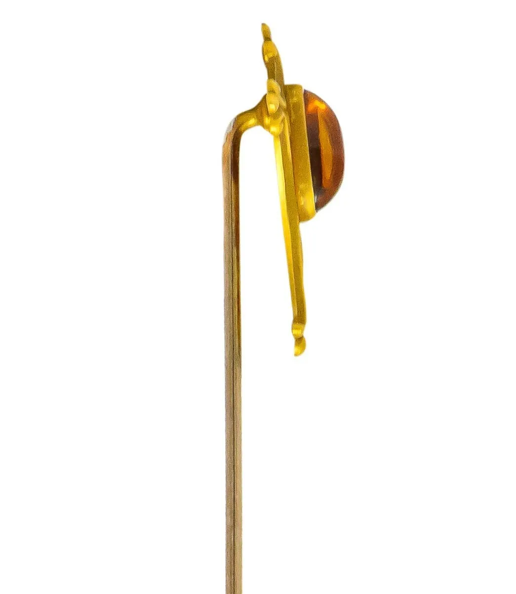 Taylor & Co. Inc. Art Nouveau Citrine 10 Karat Gold Stickpin