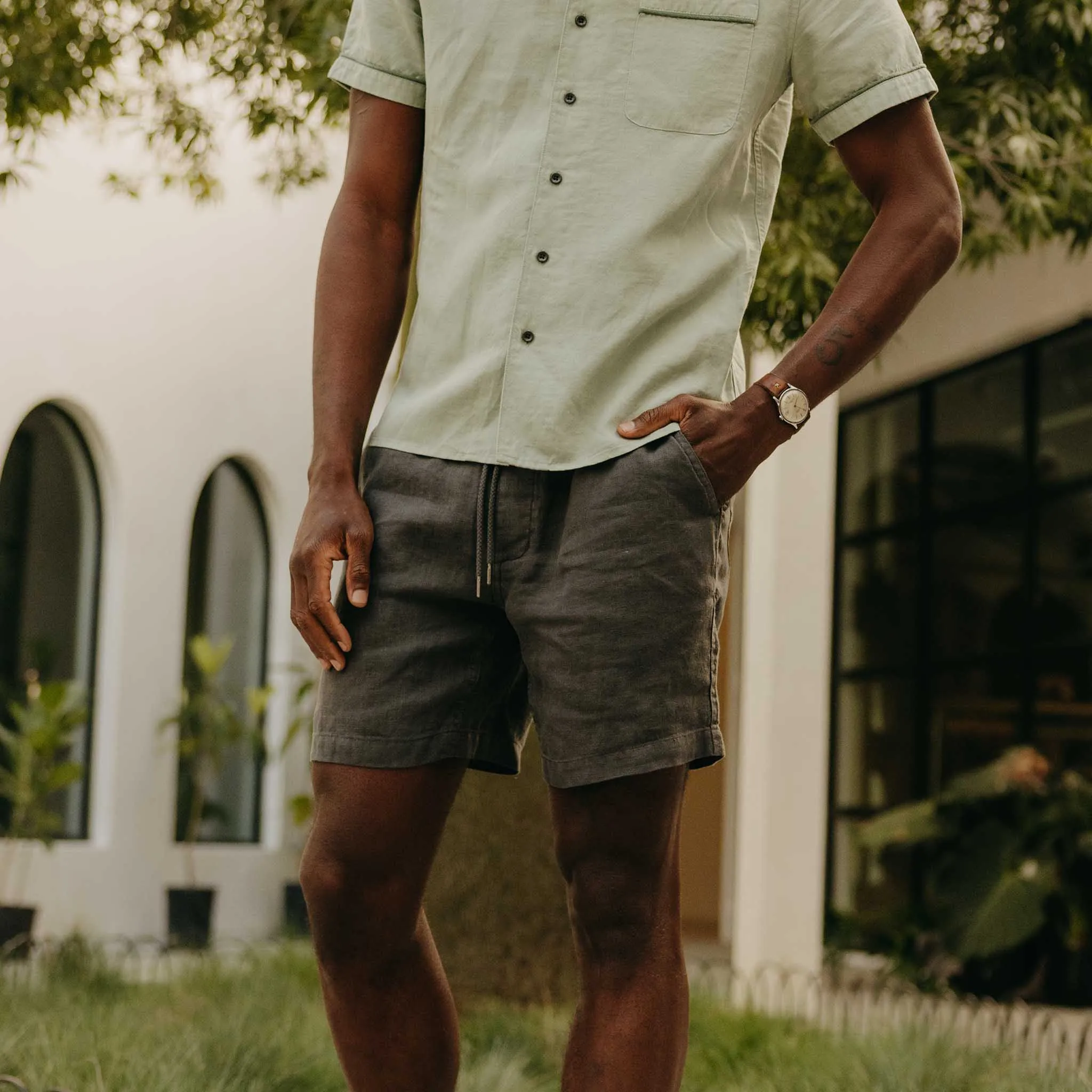 The Apres Short in Faded Black Hemp