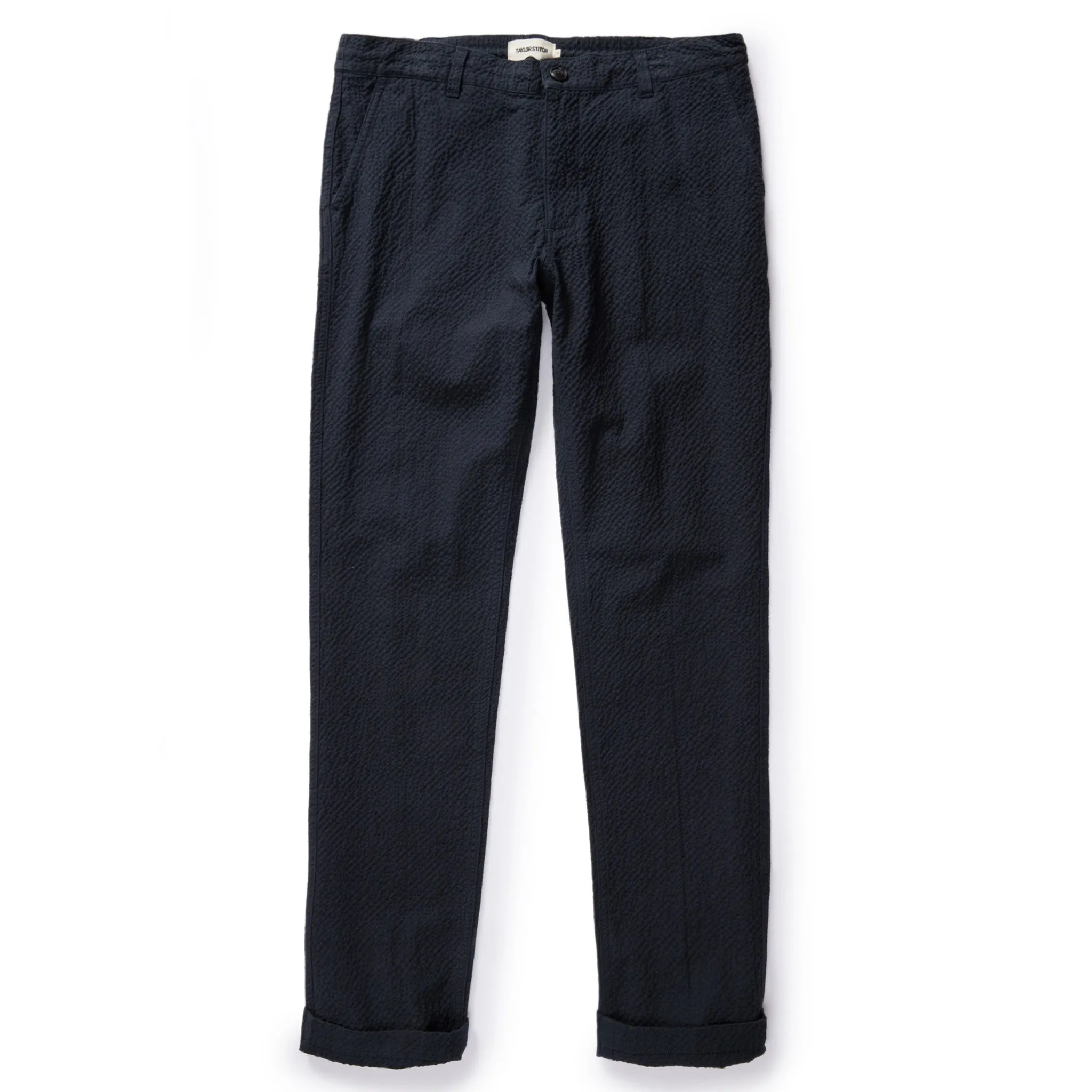 The Easy Pant in Heather Navy Seersucker