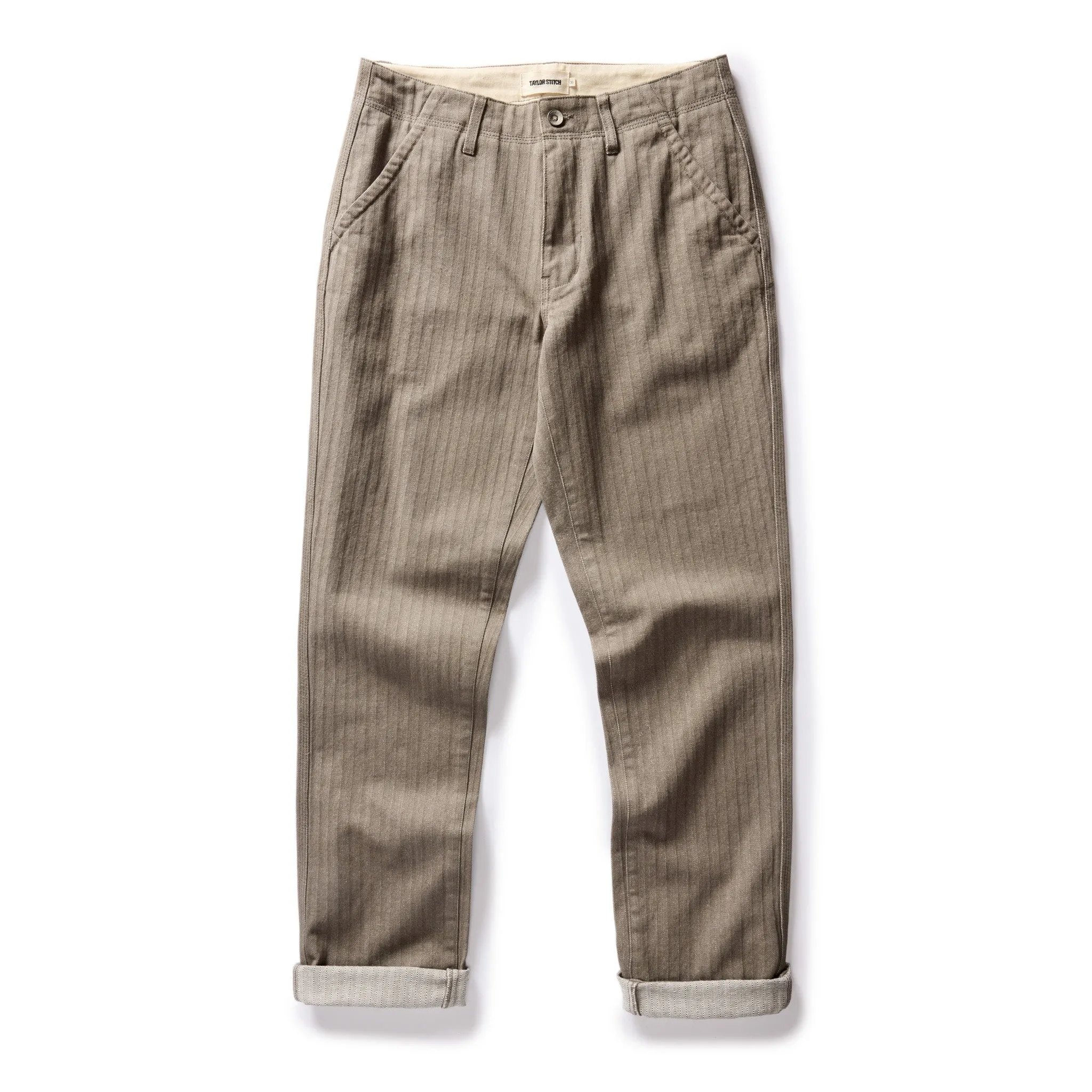 The Morse Pant in Smoked Olive Herringbone Twill