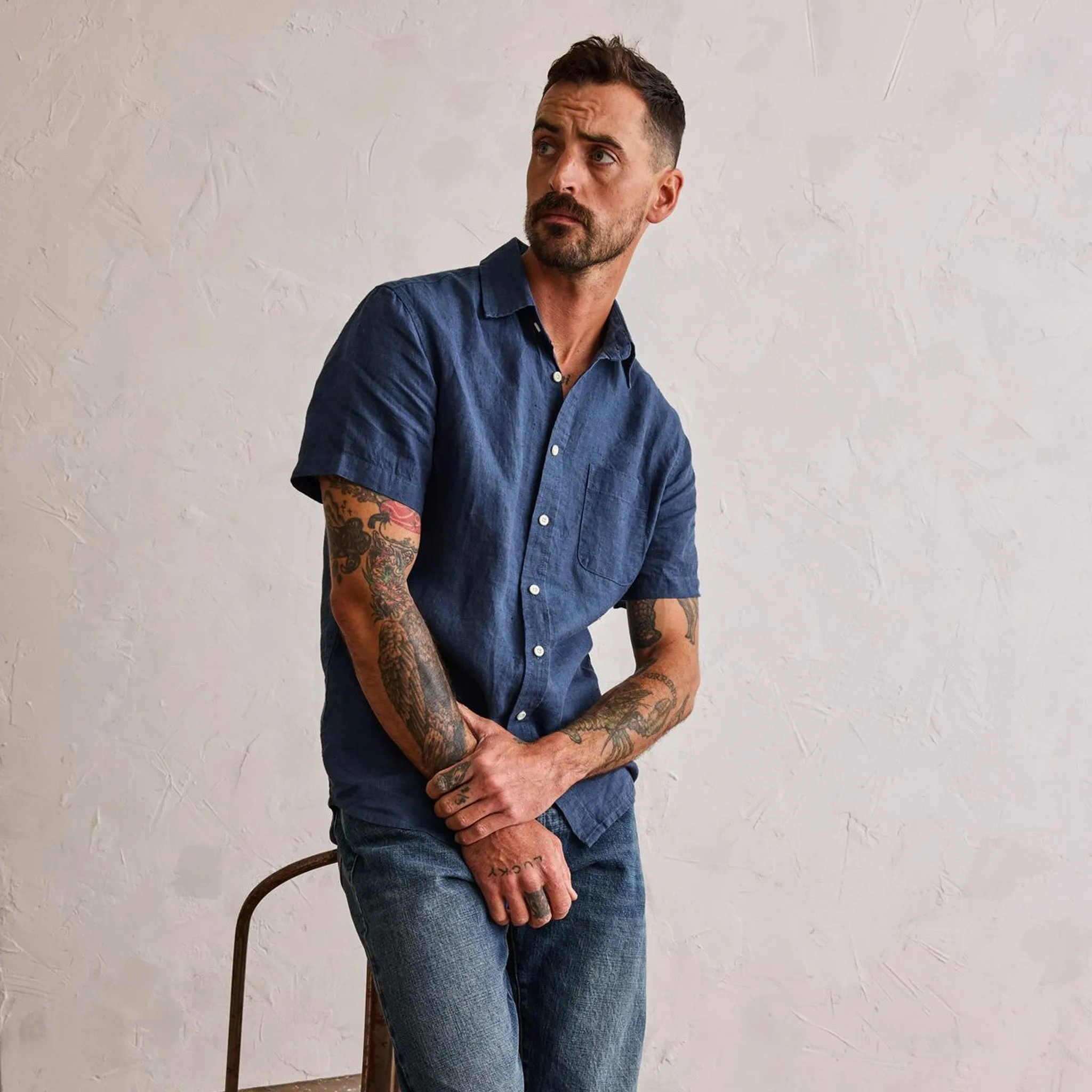 The Short Sleeve California in Navy Hemp