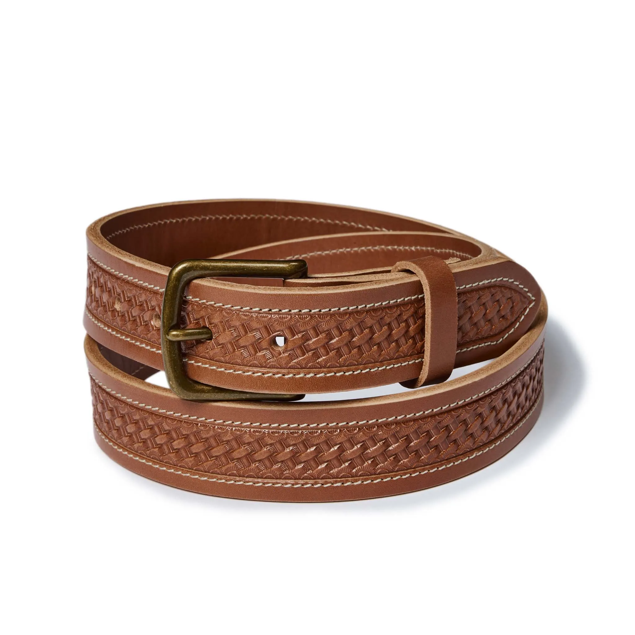 The Tooled Belt in Saddle Tan