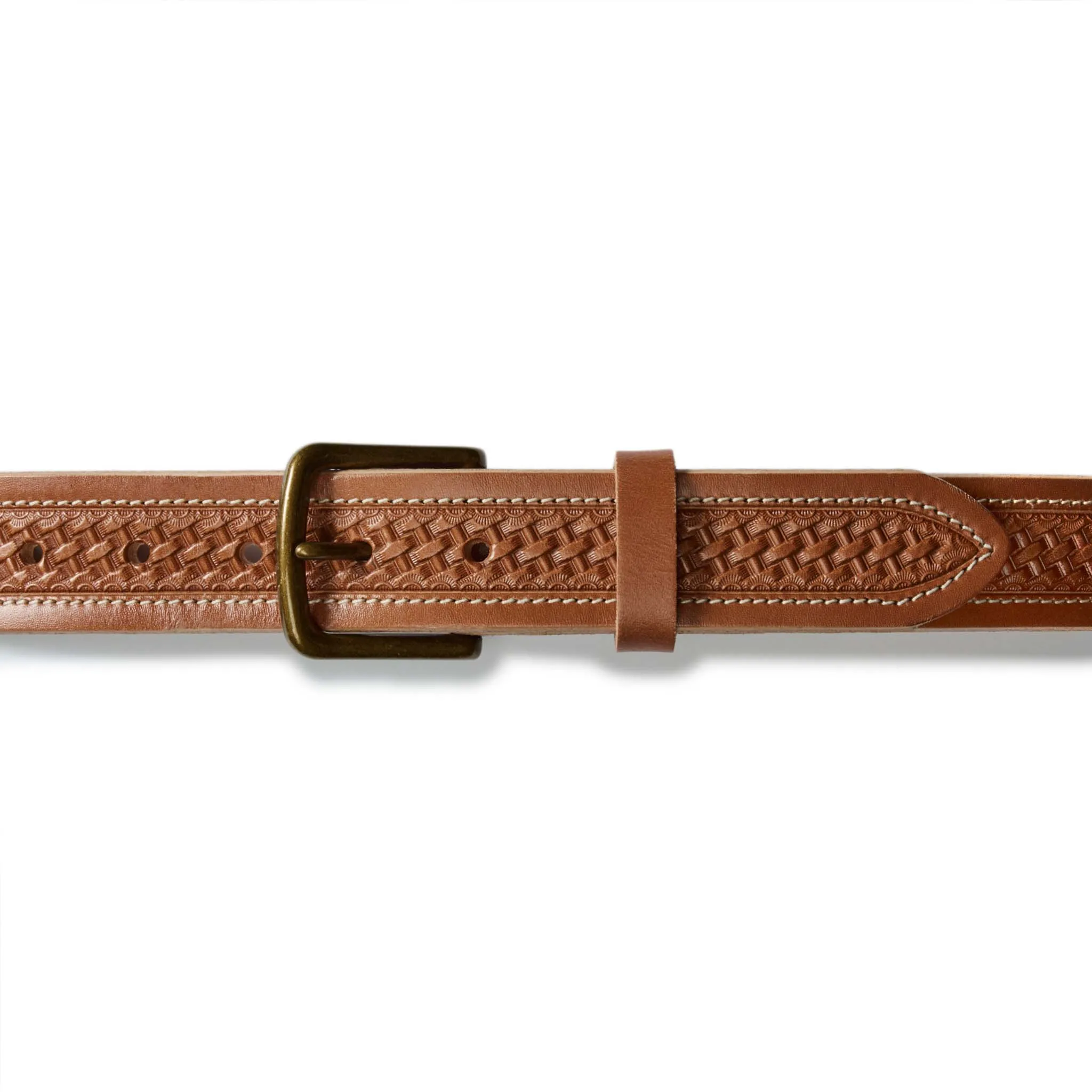 The Tooled Belt in Saddle Tan