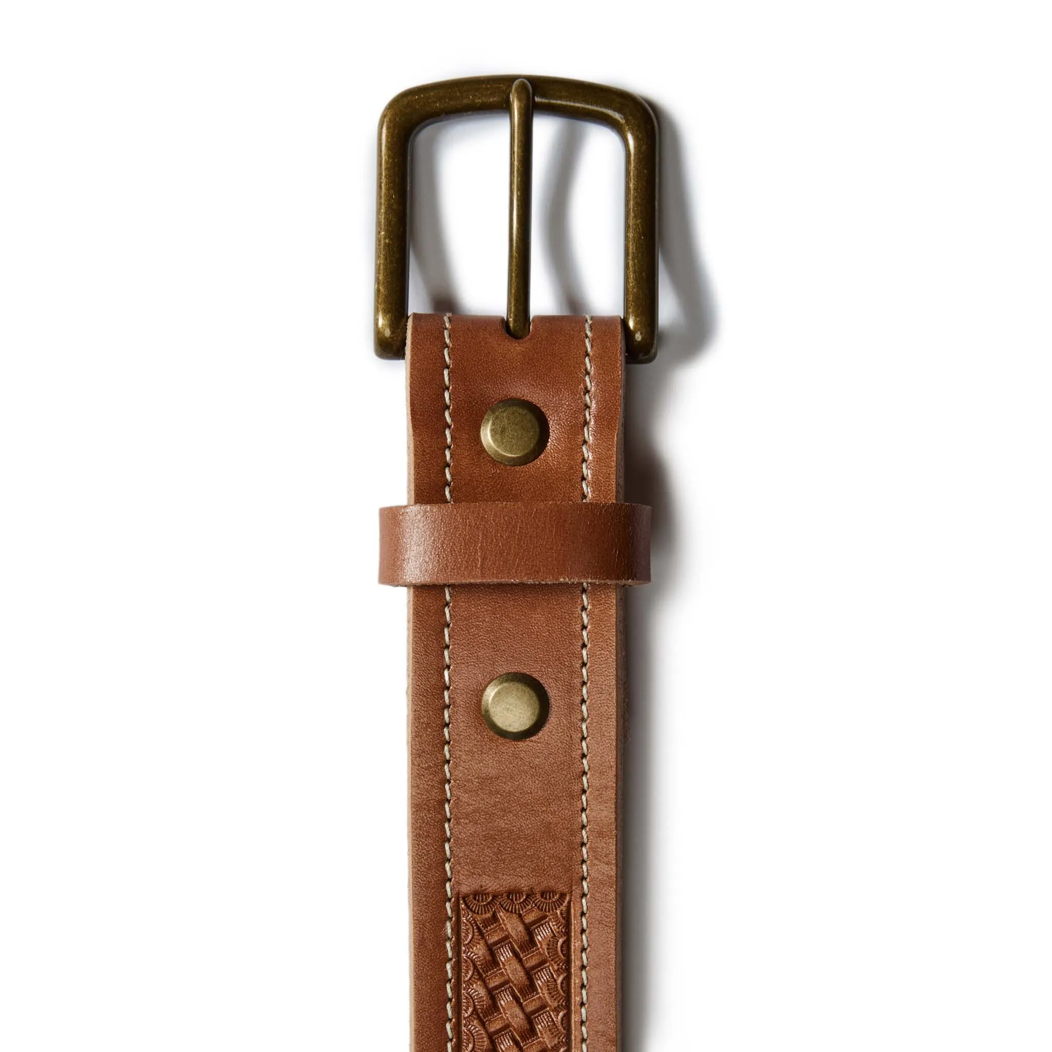 The Tooled Belt in Saddle Tan