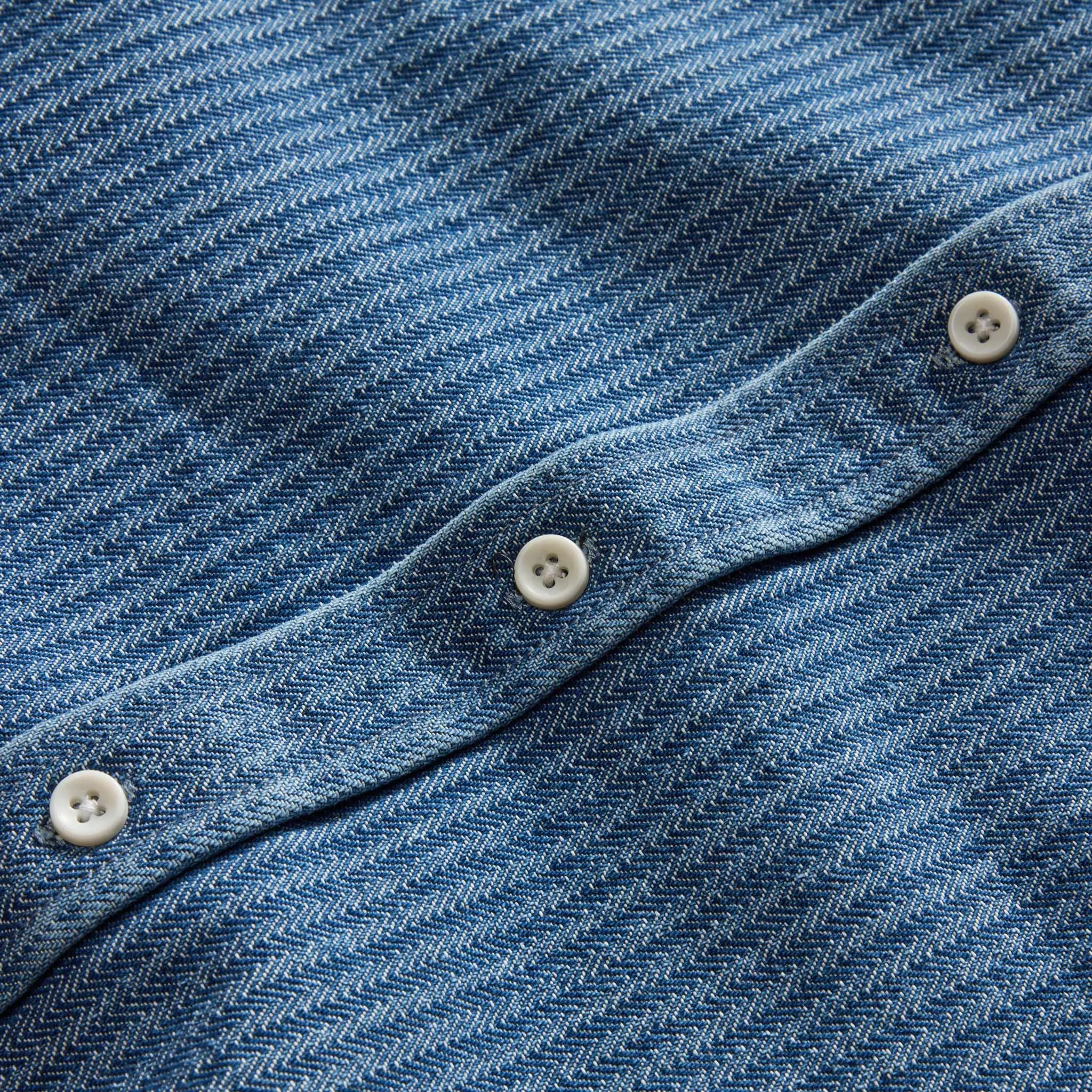 The Utility Shirt in Washed Indigo Herringbone