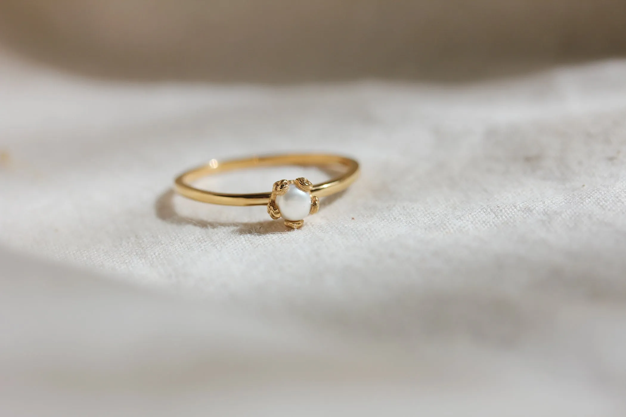 Tiny Pearl Flower Ring