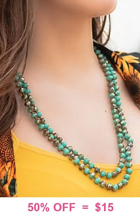 Turquoise & Bronze Crystal Beaded 60