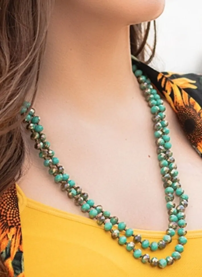 Turquoise & Bronze Crystal Beaded 60