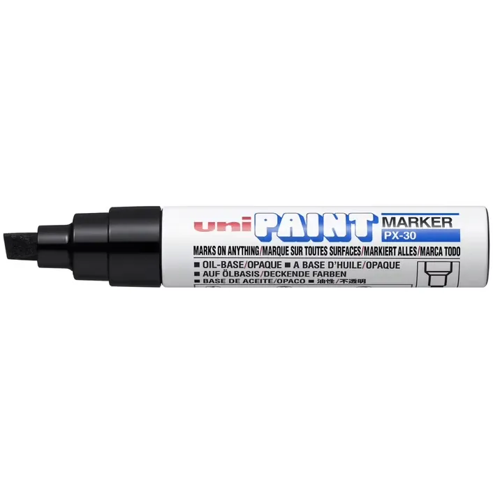 Uni-Ball PX-30 Paint Marker Chisel Tip 8mm Bold Black Box 6