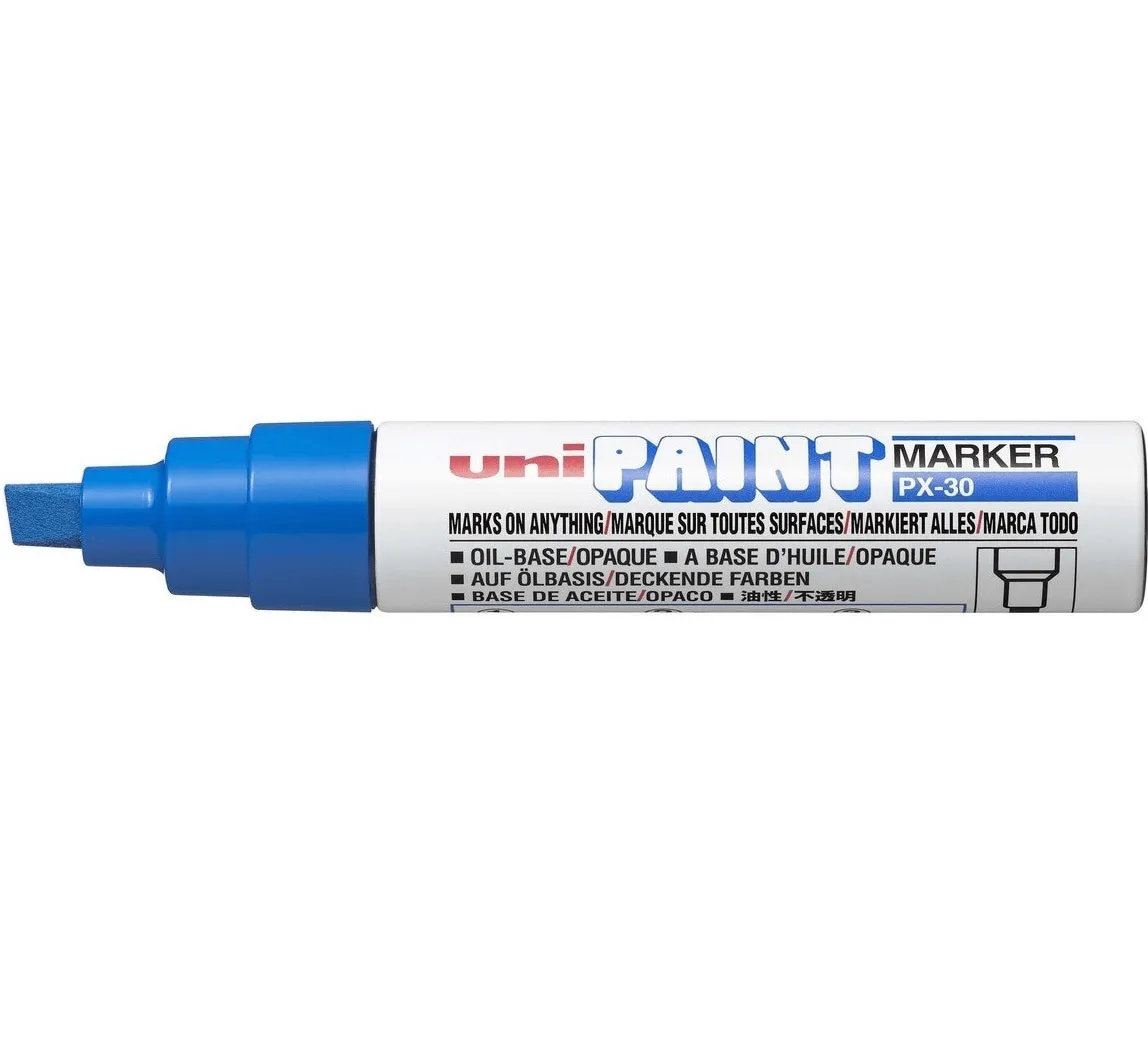 Uni-Ball PX-30 Paint Marker Chisel Tip 8mm Bold Blue Box 6