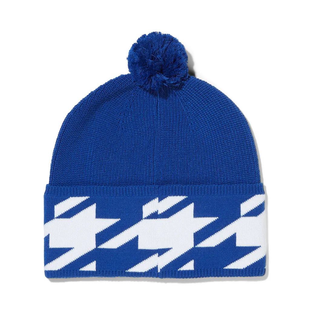 Womens Houndstooth Pom - Electric Blue