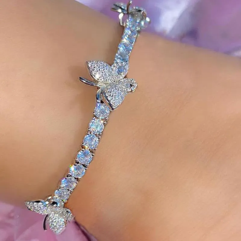 Zinc Alloy Geometric Pattern Butterfly Rhinestone Anklets for Women